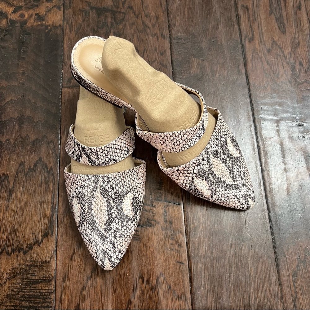 Able Local + Global Josephine Slide, Napa Leather Snake Print